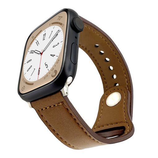 Texas Apple Watch Férfi Bőr Óraszíj Barna színben, 42-45mm méretben, elölnézetből