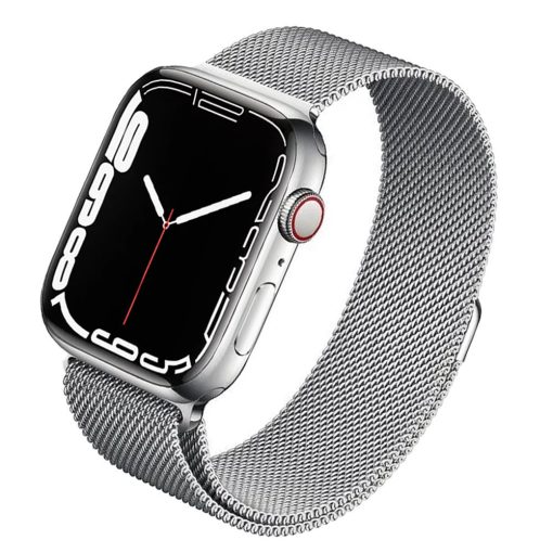 Milano Apple Watch Férfi Fém Óraszíj Ezüst színben, 42-45mm méretben, elölnézetből