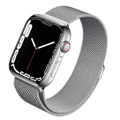 Milano Apple Watch Férfi Fém Óraszíj Ezüst színben, 38-41mm méretben, elölnézetből