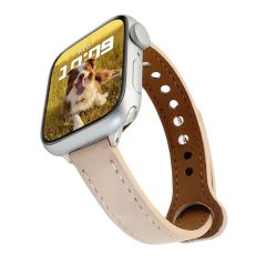 Paris Apple Watch Női Bőr Óraszíj Bézs színben, 38-41mm méretben, elölnézetből